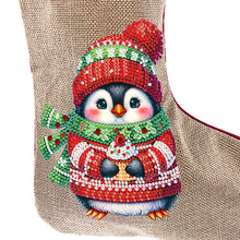 Load image into Gallery viewer, Linen Diamond Painting Xmas Stocking Decor 5D Rhinestone Xmas Socks for Kid Gift
