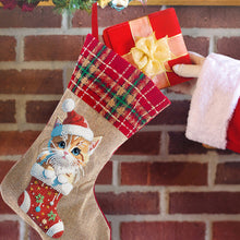 Load image into Gallery viewer, Linen Diamond Painting Xmas Stocking Decor 5D Rhinestone Xmas Socks for Kid Gift
