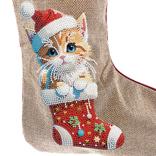 Load image into Gallery viewer, Linen Diamond Painting Xmas Stocking Decor 5D Rhinestone Xmas Socks for Kid Gift
