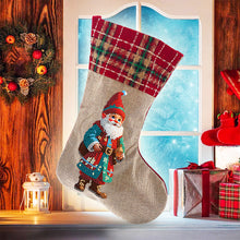 Load image into Gallery viewer, Linen Diamond Painting Xmas Stocking Decor 5D Rhinestone Xmas Socks for Kid Gift
