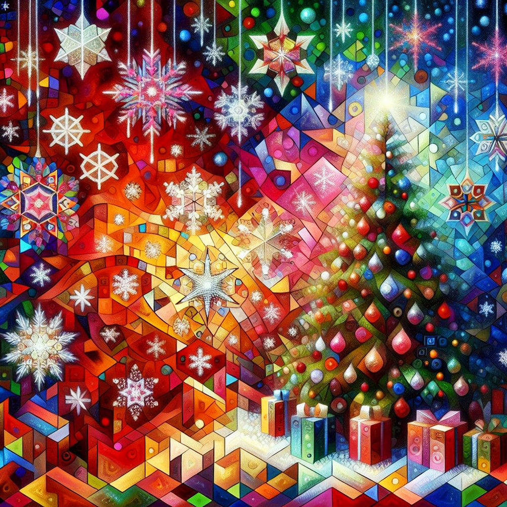 Diamond Painting - Full Round - Christmas snowflake lights Christmas tree (40*40CM)