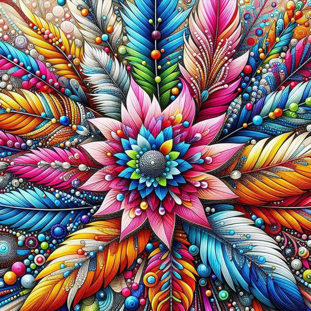 Diamond Painting - Full Round - Christmas feather flowers (40*40CM)