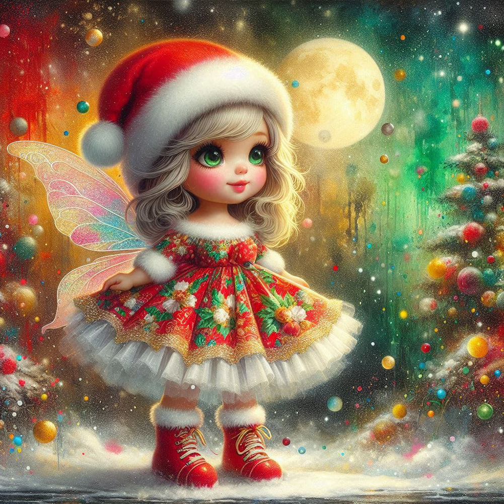 Diamond Painting - Full Round - Christmas butterfly girl (40*40CM)