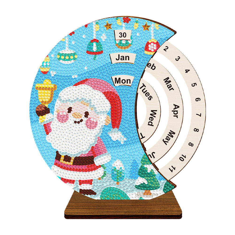 Diamond Painting Calendar Wooden Desk Calendar Christmas Gift (Santa Claus)