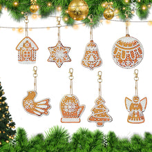 Load image into Gallery viewer, 8Pcs Double Side Christmas Cookies Diamond Painting Art Craft Keychain
