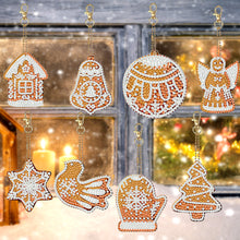 Load image into Gallery viewer, 8Pcs Double Side Christmas Cookies Diamond Painting Art Craft Keychain

