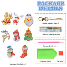 Load image into Gallery viewer, 8Pcs Double Side Christmas Elements Diamond Painting Art Craft Keychain
