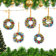 Load image into Gallery viewer, 5Pcs Acrylic Special Shaped Christmas Wreath 5D DIY Diamond Art Hanging Decor
