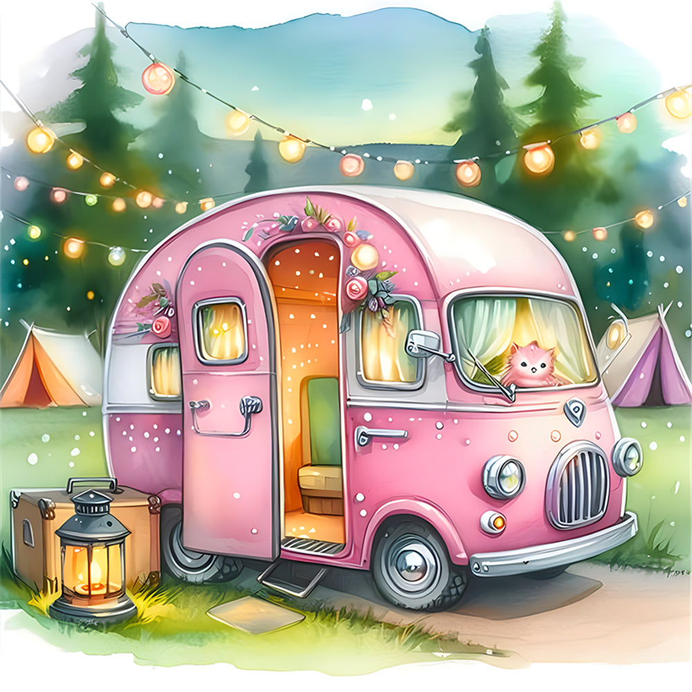 Diamond Painting - Full Round - Camping car (30*30CM)