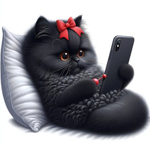 Load image into Gallery viewer, Diamond Painting - Full Round - Cute black cat (30*30CM)
