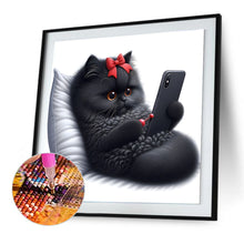 Load image into Gallery viewer, Diamond Painting - Full Round - Cute black cat (30*30CM)
