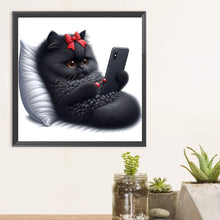 Load image into Gallery viewer, Diamond Painting - Full Round - Cute black cat (30*30CM)

