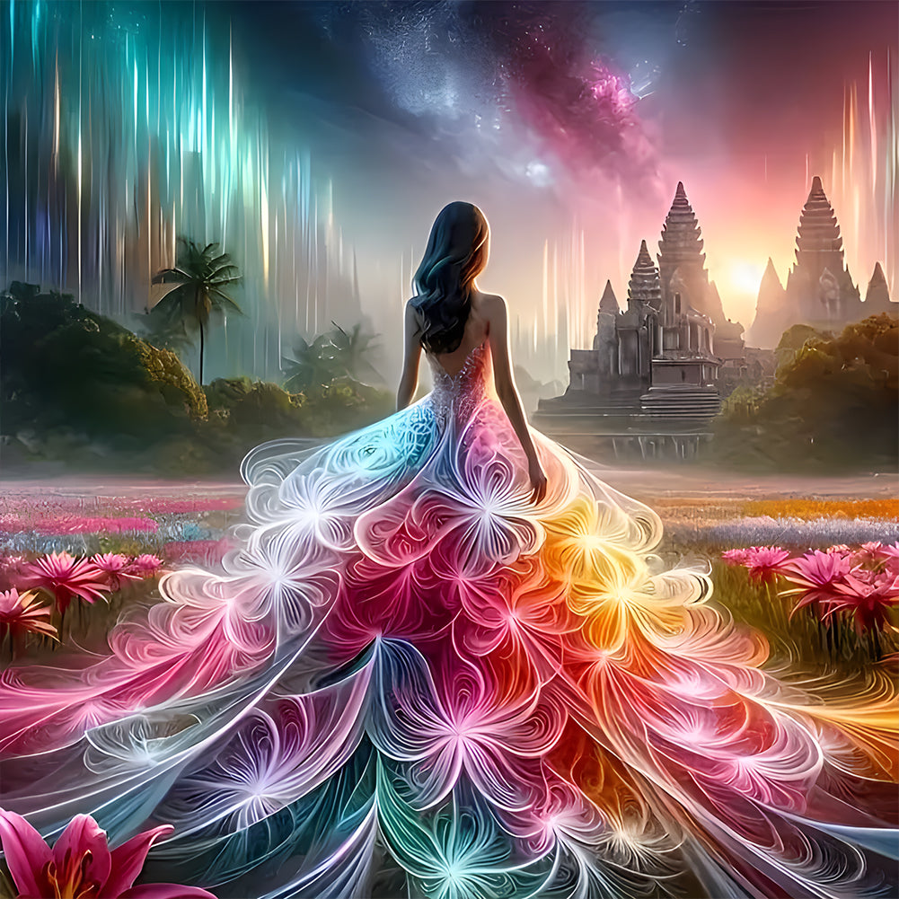 Diamond Painting - Full Round - Girl with gorgeous skirt (40*40CM)