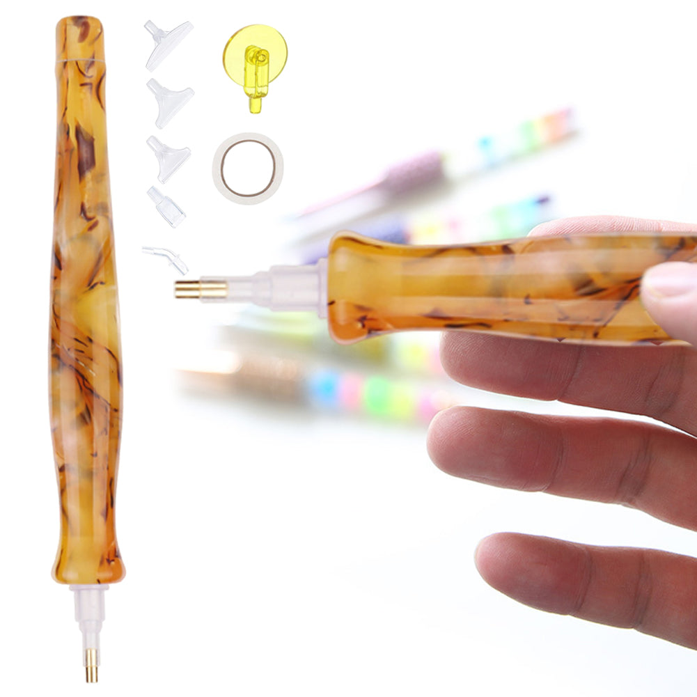 Resin 5D DIY Diamond Drill Pen with Tips Diamond Embroidery Accessories (Brown)