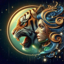 Load image into Gallery viewer, Diamond Painting - Full Round - Woman and tiger (30*30CM)
