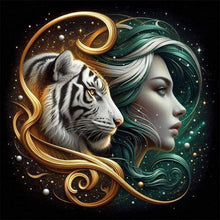 Load image into Gallery viewer, Diamond Painting - Full Round - Woman and tiger (30*30CM)
