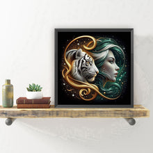 Load image into Gallery viewer, Diamond Painting - Full Round - Woman and tiger (30*30CM)
