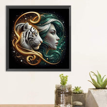 Load image into Gallery viewer, Diamond Painting - Full Round - Woman and tiger (30*30CM)
