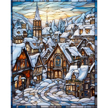 Load image into Gallery viewer, AB Diamond Painting - Full Round - Glass painting town snow scene (40*50CM)
