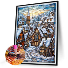 Load image into Gallery viewer, AB Diamond Painting - Full Round - Glass painting town snow scene (40*50CM)
