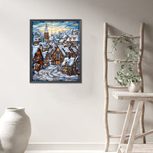 Load image into Gallery viewer, AB Diamond Painting - Full Round - Glass painting town snow scene (40*50CM)
