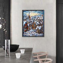 Load image into Gallery viewer, AB Diamond Painting - Full Round - Glass painting town snow scene (40*50CM)
