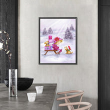 Load image into Gallery viewer, AB Diamond Painting - Full Round - Girl and puppy in the snow (40*50CM)
