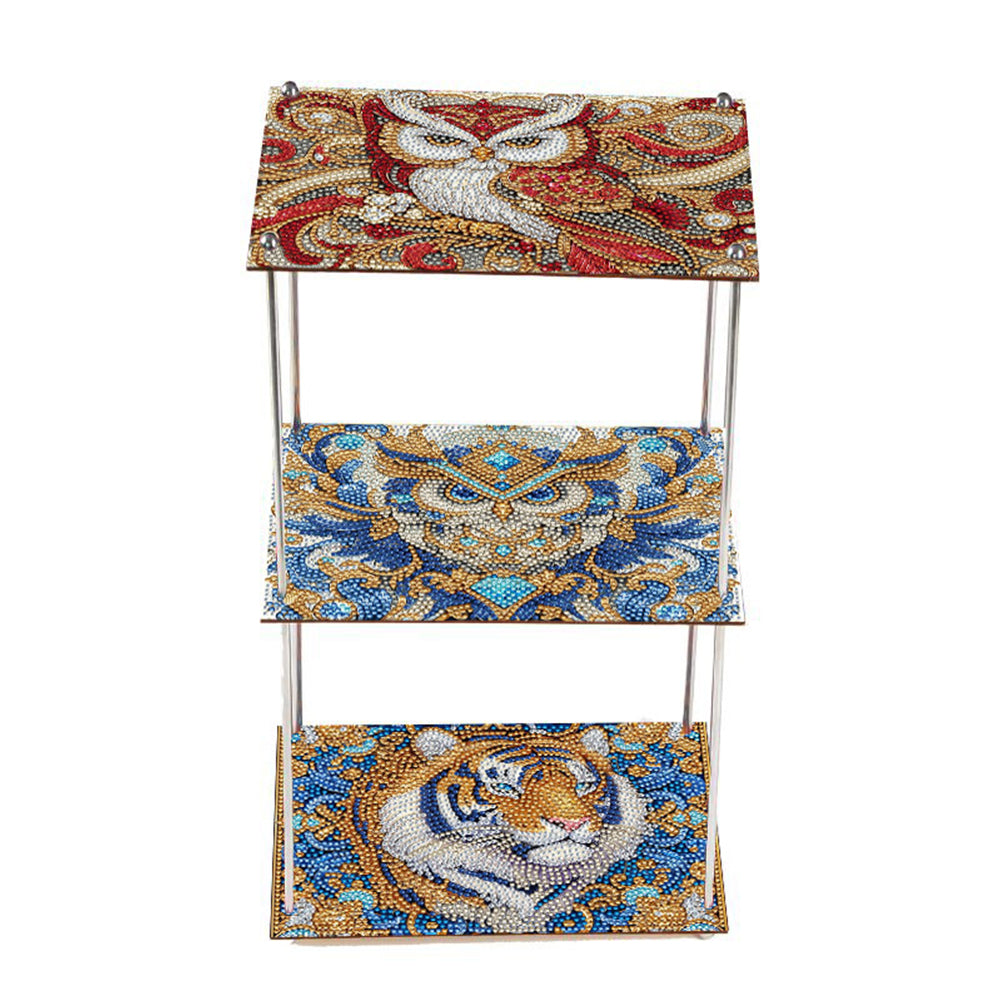3 Tier Acrylic Special Shape Owl Tiger Diamond Painting Storage Rack for Home