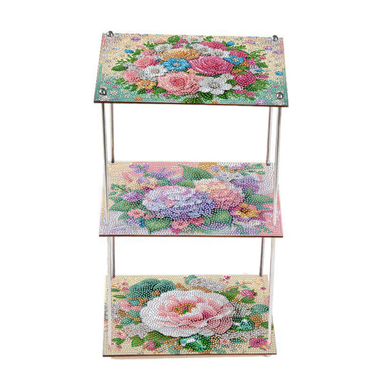 3 Tier Acrylic Special Shape Flower Diamond Painting Storage Rack for Bathroom