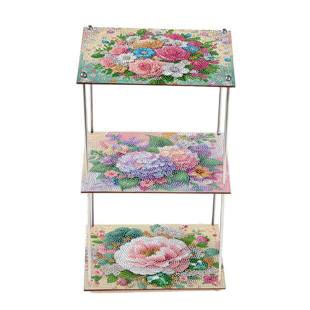 3 Tier Acrylic Special Shape Flower Diamond Painting Storage Rack for Bathroom