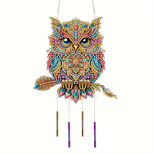 Double Sided Acrylic Special Shape Owl DIY Diamond Painting Wind Chime