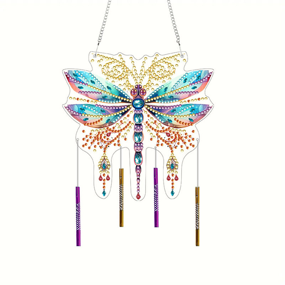 Double Sided Acrylic Special Shape Dragonfly Diamond Painting Wind Chime