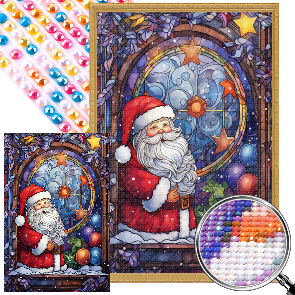 AB Diamond Painting - Full Round - Santa Claus glass painting (40*60CM)
