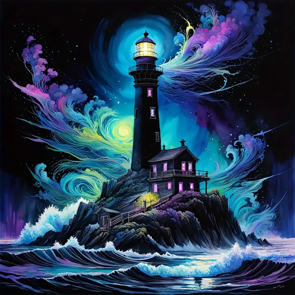 Diamond Painting - Full Round - Lighthouse at night (50*50CM)