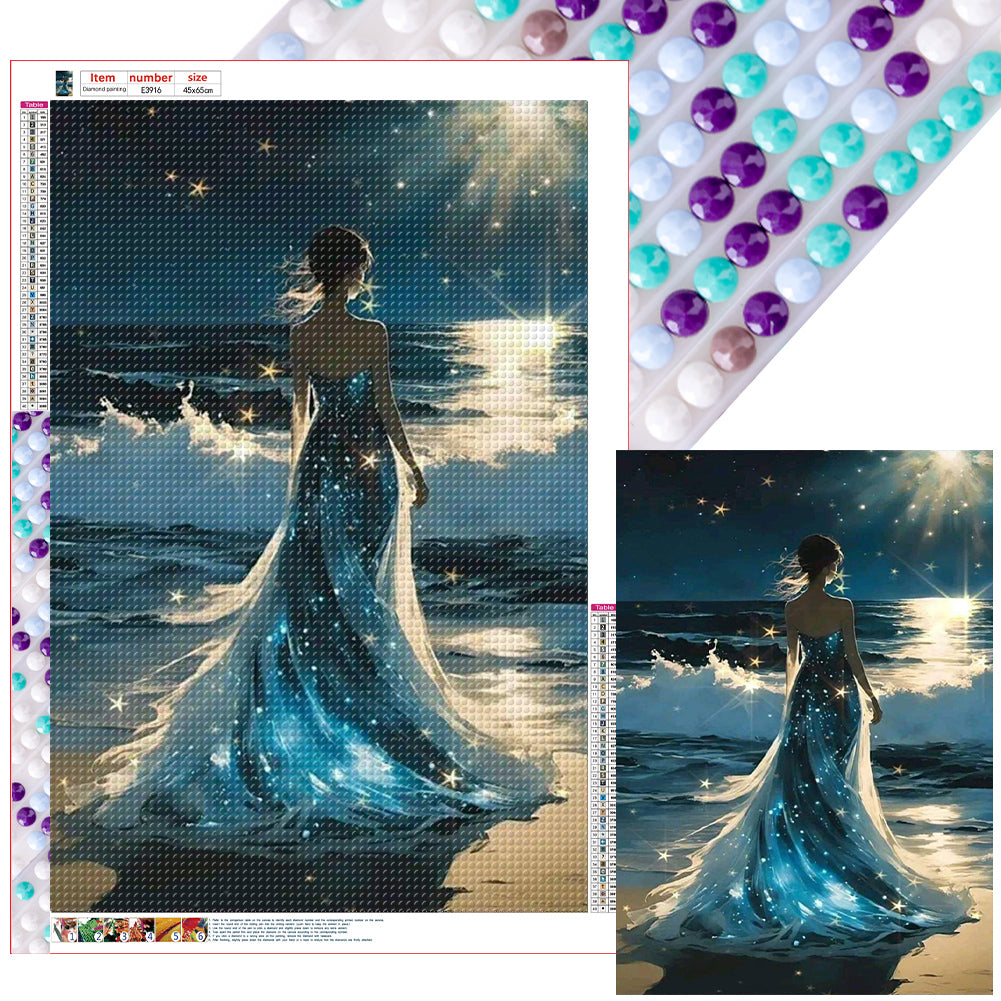 Diamond Painting - Full Round - Back view at the seaside (45*65CM)