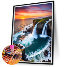 Load image into Gallery viewer, Diamond Painting - Full Round - Waterfall and sunset at the seaside (55*70CM)
