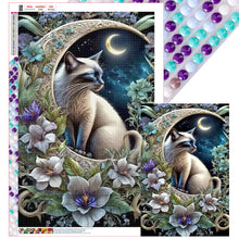 Load image into Gallery viewer, Diamond Painting - Full Round - Cat under the moon (50*75CM)
