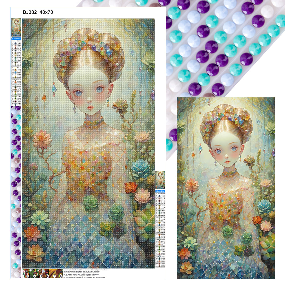 Diamond Painting - Full Round - Succulent crystal girl (40*70CM)