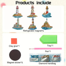 Load image into Gallery viewer, 6Pcs Diamond Painting Refrigerator Magnets for Home Decoration (Lighthouse)
