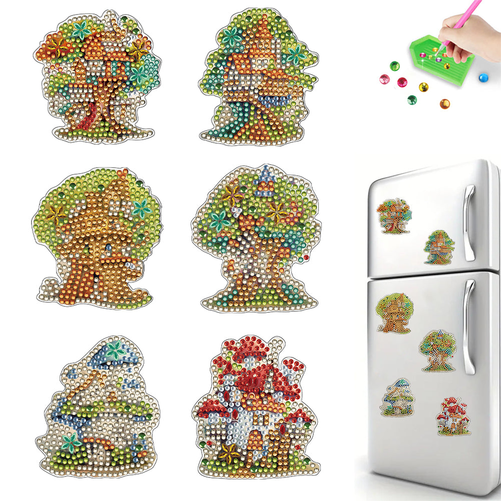 6Pcs Diamond Painting Refrigerator Magnets for Home Decoration (Tree of Life)