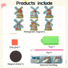 Load image into Gallery viewer, 6Pcs Diamond Painting Refrigerator Magnets for Home Decoration (Windmill Hut)
