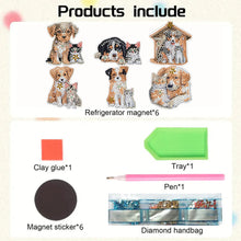 Load image into Gallery viewer, 6Pcs Animal Diamond Painting Refrigerator Magnets for Home Decor (Cat and Dog)
