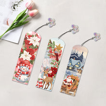 Load image into Gallery viewer, 3Pcs Special Shape Christmas Diamond Painting Bookmark Making Kit 14.7x5cm
