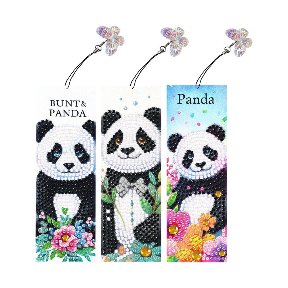 3Pcs Special Shape Panda Diamond Painting Bookmark Making Kit 14.7x5cm