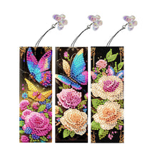 Load image into Gallery viewer, 3Pcs Special Shape Butterfly Flower Diamond Painting Bookmark Making Kit
