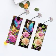 Load image into Gallery viewer, 3Pcs Special Shape Butterfly Flower Diamond Painting Bookmark Making Kit
