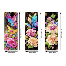 Load image into Gallery viewer, 3Pcs Special Shape Butterfly Flower Diamond Painting Bookmark Making Kit
