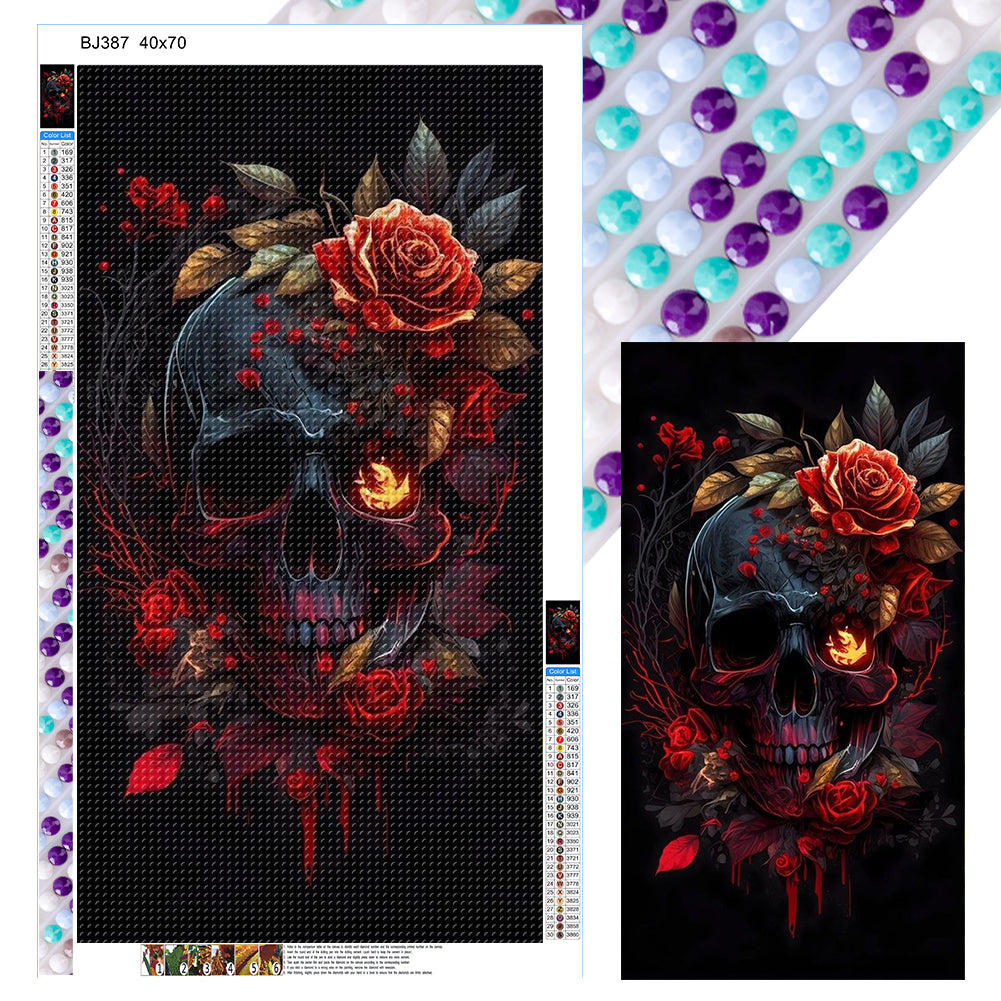 Diamond Painting - Full Round - Rose skull (40*70CM)