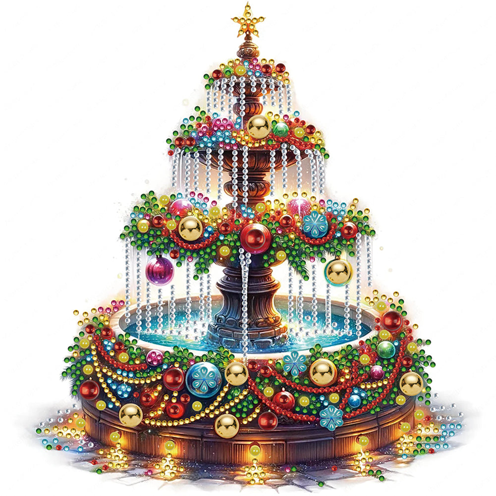Diamond Painting - Partial Special Shaped - Christmas fountain (30*30CM)
