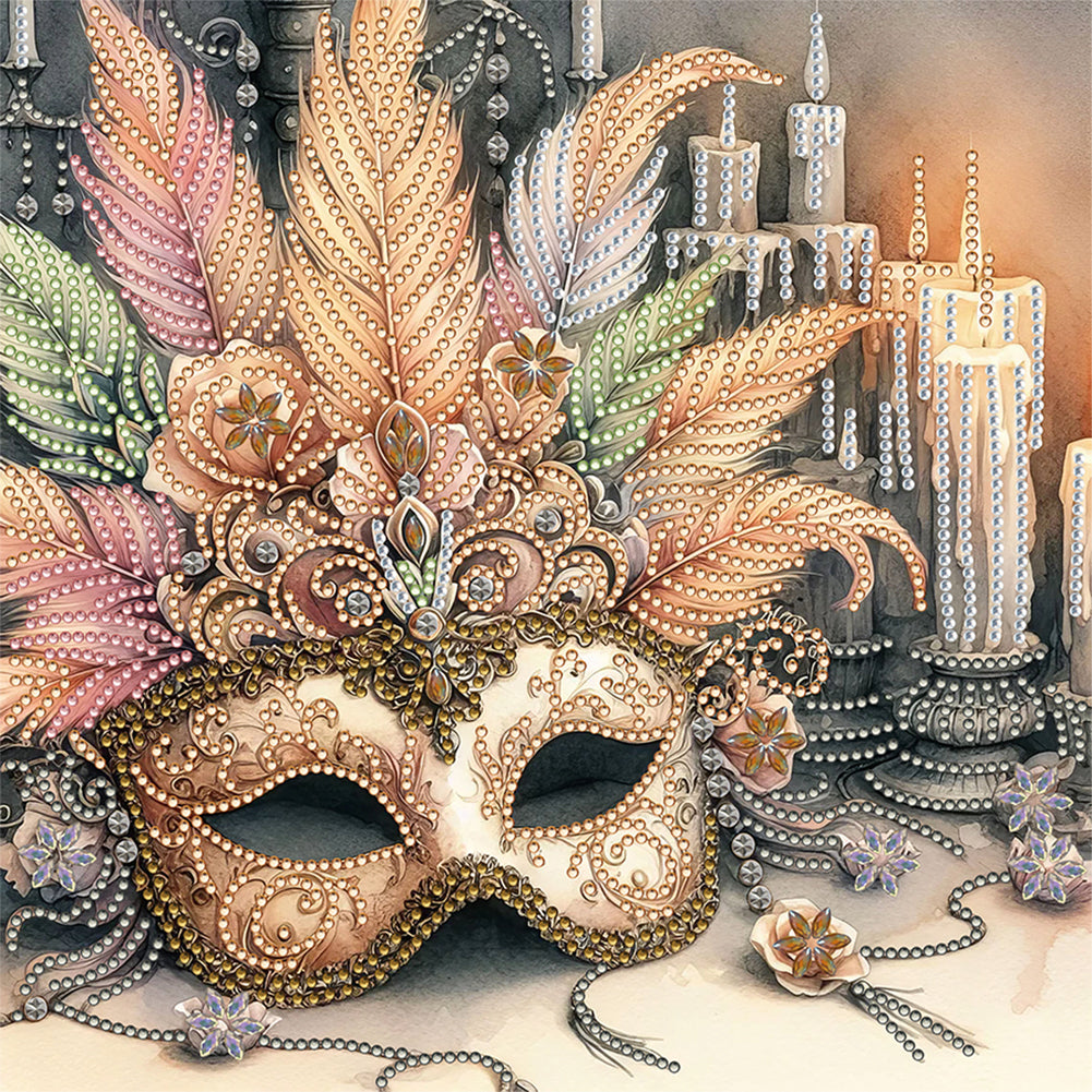 Diamond Painting - Partial Special Shaped - Carnival mask candles (30*30CM)